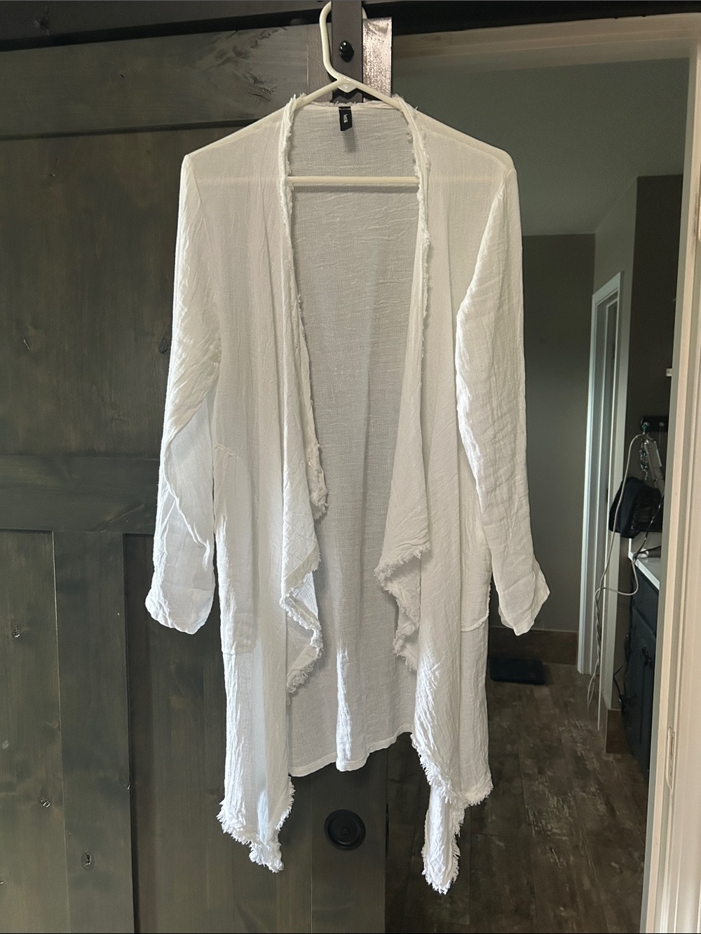 Lightweight White Women's Open-Front Cover-Up Cardigan